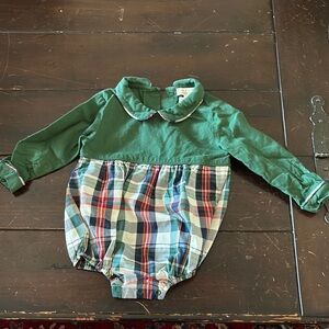 Green and Plaid Baby Romper